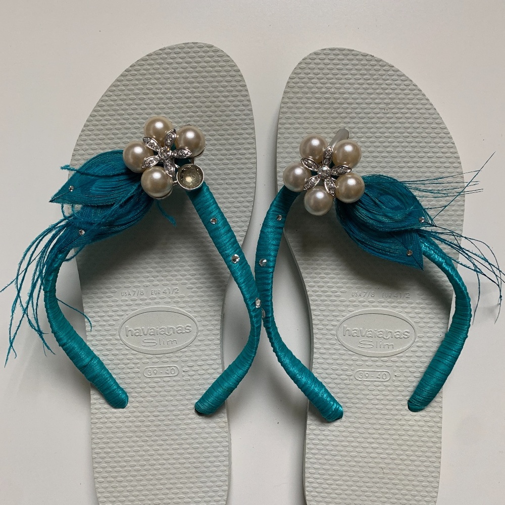 NWOT CUSTOM HAVAIANAS SLIM WEDDING FLIP FLOPS